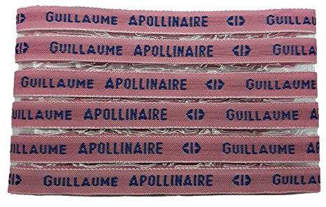MELI MELOW Lot Etiquettes tissées prénom nom à coudre - tissu personnalisé vintage - ruban nominatif - marque marquage vêtements - fond rose - texte bleu