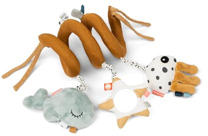 Done by Deer Activity Spirale Sea friends Senfgelb - Baby Zubehör, Unterhaltung für unterwegs ab 0 Monate – Das Babyspielzeug kann am Gitterbett, Laufstall, Autositz oder Kinderwagen befestigt werden