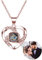 Personalisierte benutzerdefinierte Foto ich liebe dich Halskette Silber Rose Gold 100 Sprachen Projektion Anhänger Schmuck Geschenk für Mutter Frauen Frau Muttertag Halskette(Rose gold 20)