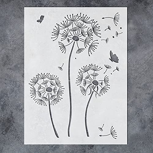 GSS Designs Löwenzahn-Schablone, groß, 30,5 x 40,6 cm, Blumen- und Schmetterlings-Schablonen zum Malen auf Holzwänden, Leinwand, Möbeln, wiederverwendbare Löwenzahn-Wandschablonen