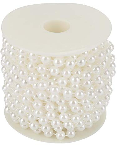 Mutuer Pearl Beads String Chain Garland, 10m/roll Grinding Pearl Wire Beads Garland String DIY Wedding Decoration for Party Home Decoration 8mm (White)