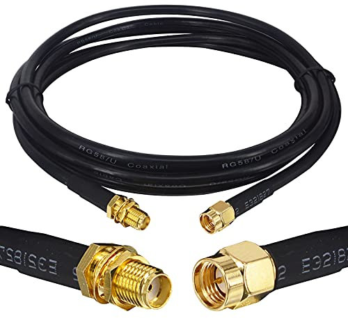 Boobrie 2M Cable Coaxial SMA Macho a SMA Hembra RG58 Mejorado Cable de Antena WiFi SMA Cable de Extensión del Alargador WiFi 3G 4G LTE de Baja Pérdida Enrutador LAN Inalámbrico GPS (No para TV)