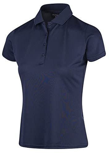 Island Green Womens Iglts1851 Ladies Essentials Stretch Breathable Micro Pique Golf Polo Shirt, Navy, 12 EU