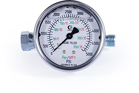 Graco 245856 Edelstahl-Manometer | Flüssigkeitsgefüllt, überwacht den Sprühdruck, passt auf Magnum A20-A100, ProS19 & ProS21