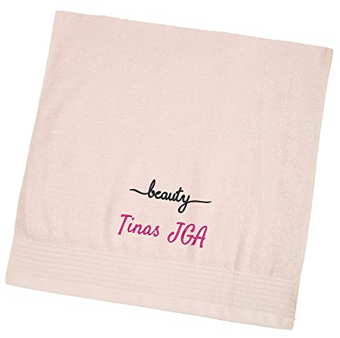 Wolimbo Handtuch Bestickt mit Namen und Motiv - 50x100 cm - rosa - weiches Badehandtuch - Geschenk