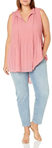 CITY CHIC PLUS SIZE TOP ADORE PLEAT Damen City Chic Übergröße Top Adore Plissee Bluse, rose pink, 46 plus