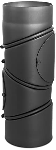 LANZZAS Tuyau de poêle multicoudé - Diamètre 150 mm - Couleur : gris fonte - Tuyau de fumée 4 fois coudé 0° - 135° avec porte