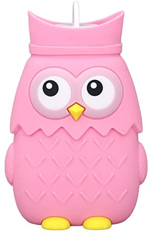 Garosa Mini Bouillotte en Silicone Micro-Ondes Chauffant Dessin animé de Hibou pour Les Voyages d'hiver (Rose)