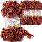 Alize 5x 100g Puffy Fine türkische Wolle Super Bulky Chenillegarn Babywolle Handstrickgarn ohne Nadel zum häkeln weiches Chenille-Garn XXL-Knäuel für Amigurumi (Terra | 90)