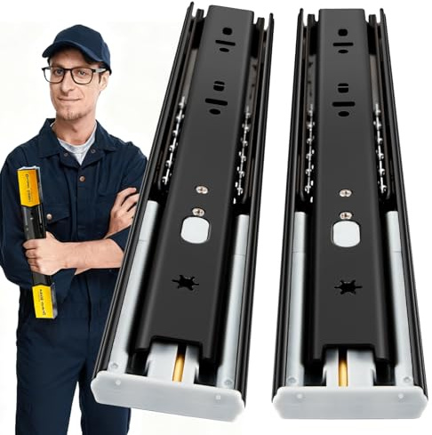 YENUO Soft Close Drawer Slides Full Extension Side Mount 12-24 Inch 100LB | Heavy Duty Quiet Self Closing Ball Bearing Hardware for Kitchen Cabinets & Dressers, Multiple Size Drawer Slides 1 Pair