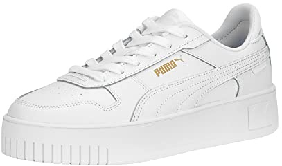 PUMA Women's CARINA STREET Sneaker, PUMA White-PUMA White-PUMA Gold, 11
