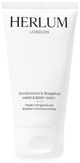 Herlum Hand & Body Wash - Luxury Formula with Murumuru Butter, Hydrates & Nourishes Skin, For Women & Men, Vegan, Palm Oil-Free, Refreshing Grapefruit & Sandalwood Scent, 50ml – Made in the UK