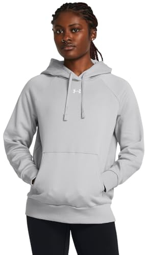 Under Armour Women's Rival Fleece Hoodie, (011) Mod Gray / / White, Large