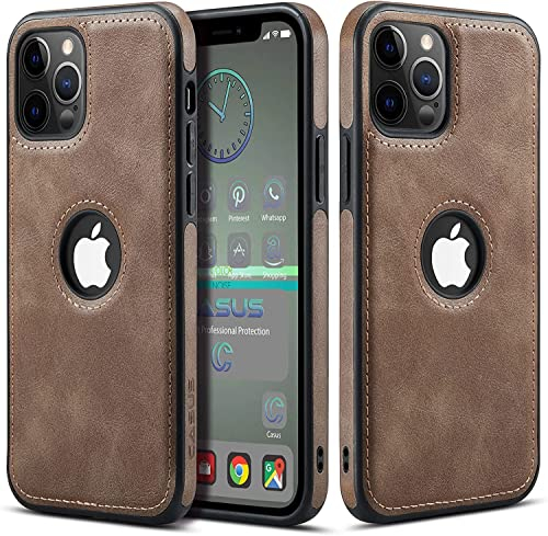 Sibada Logo View Kompatibel mit iPhone 12 | 12 Pro Hülle Slim Premium Vegan Leder Classic Luxus Elegant Thin Cover (2020) 6,1 (Grau)