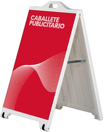 CASHDISPLAY Caballete Publicitario de Acera, Soporte Plegable de Exterior con Asa y Ruedas, Expositor para Carteles y Anuncios en Hostelería y Comercios