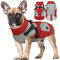 Hjyokuso Wasserdichter Hundemantel, Hundejacke mit Geschirr, Hundejacken für kleine Mittel Große Hunde, Winddichte Haustierkleidung Outfit mit Reflektierender Streifen und Reißverschluss - Rot M