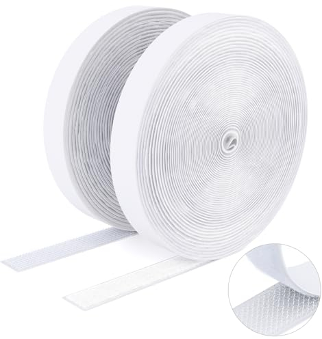 SUTOUG Nastro autoadesivo extra forte - 20 mm× 8 m Nastro autoadesivo a strappo e gancio Nastro biadesivo per interni ed esterni - biadesivo - Bianco