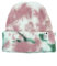 JourneyOut Gerippte Strickmütze mit Batikfärbung für den Winter - Beanie für Damen/Herren - Warme und dehnbare Unisex Rippstrickmütze, Grün / Pink, 6 1/2-7 1/2