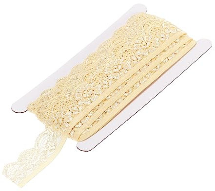 QUARKZMAN Encaje Adorno Vintage Crochet 0.98 x 10 Yardas Beige Encaje Cinta para Bricolaje Recorte Álbum Ropa Tela Boda Decoración Regalo Papel