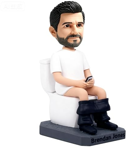 mydedor Wackelkopf aus Foto – Lustiger Mann Sitzt auf der Toilette, Handgefertigte Personalisiertes Wackelkopf Figur Geschenk für Ehemann, Freund, Vater, Chef, Boss Mann, Einzigartige Dekoration