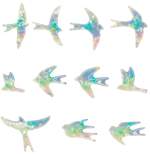 GORGECRAFT 11Stk Große Schwalben-Fensteraufkleber Kollisionssicher Regenbogen-Fensteraufkleber Statische Vögel Sonnenfänger Sturzsichere Fensteraufkleber Zum Schutz Vor Vogelschlägen Fensterdekoration