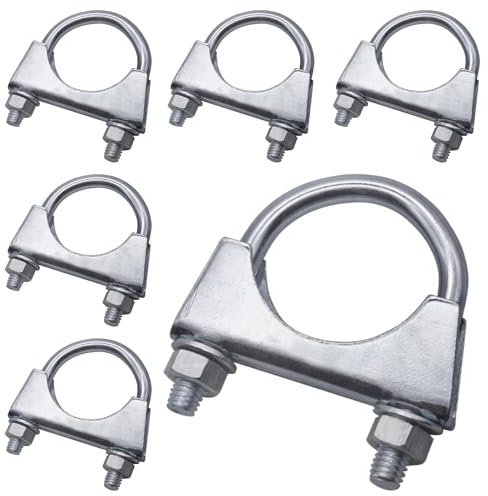 SKIR'CO (6 piezas) Abrazaderas para tubos de 40 mm de diámetro, abrazaderas con perno en U, soportes para tubos galvanizados