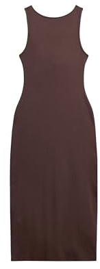 Superdry Damen Midikleid aus Jersey mit Zierdrehung am Rücken Rotbraun 40