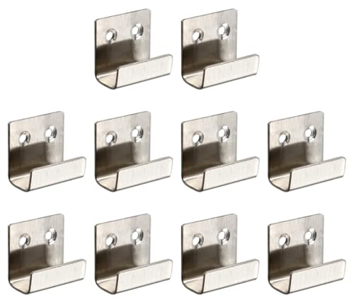 FEEIMOL 10 Stücke Schwerlast Haken Edelstahl Keramikfliesen Display Wandhaken U Winkel Halterung Aufhängen mit Schrauben für Spiegel Hängende Badezimmer Garderoben Küche Silber 20mm