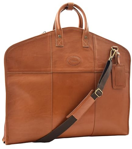 Kleidertasche aus echtem Leder, große Größe, Kleidertasche, SuitVault, Hellbraun