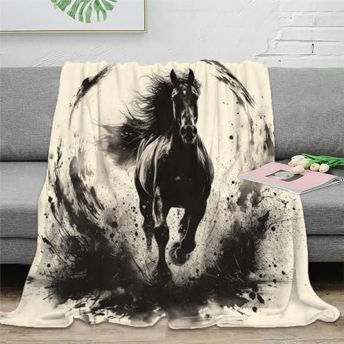 Pferd Fleecedecke 3D Druck Decke Couchdecke Sofadecke Flauschig Warm Kuscheldecke Bett Decken Weichen Flauschig Tagesdecke Für Mädchen Jungen 80x90inch(200x230cm)