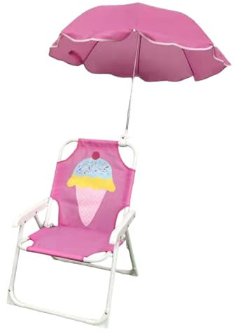 perfk Campingstuhl für Kinder, Klappstuhl mit Sonnenschirm, Leichter Strandstuhl, tragbar für Park, Garten, Ausflüge zum Strand, Eiscreme
