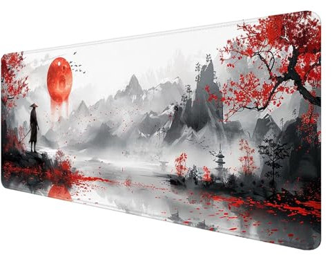 ADCCAT Gaming Mouse Pad 1000 x 500 x 3mm Large Green Rectangular Desk Mat, Japanese Mouse Pad with Stitched Edges, Non-Slip Rubber Base, Mangrove Mouse Pad for Office Desk Accessories