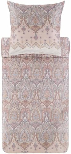 Bassetti ISOLABELLA Bettwäsche + 1 Kissenhülle aus 100% Baumwollsatin in der Farbe Beige 41, Maße: 135x200 + 1 K 80x80 cm - 9329902