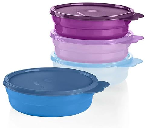Tupperware Microwave Reheatable Cereal Bowls Set, Dishwasher Safe and BPA Free (4 Bowls, 4 Lids)