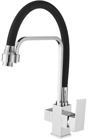 Vuadzren Rubinetto da cucina 3 vie, Rubinetto Lavello Cucina Con 2 Leve, girevole a 360°, con doccetta estraibile, Miscelatore da Cucina per Sistemi Osmosi, per filtro dell'acqua Con tubo G3/8