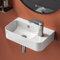 EMKE Lavabo 450 x 265 x 156 mm, Lavabo Petit, Lavabo à Poser, Robinet à Droite, Lavabo Suspendu à Fixer au Mur pour WC Invités et Salle de Bain, Blanc brillant