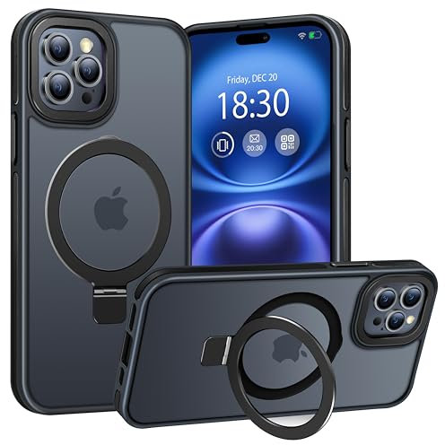 BENTIACC für iPhone 15 pro Hülle mit Magnetischer Robust Unsichtbarer Ständer, Transluzente Matte Militärschutz Stoßfeste Kratzfeste Anti-Fingerabdruck Schutzhülle für iPhone 15 pro (Schwarz)