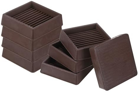 M METERXITY 8-Pack Furniture Coasters Cups, 2 Square Rubber Anti Slide Floor Protector Pads for Sofa Chair/Piano Stopper, Furniture Caster Leg Non Slip Feet Cups [Brown]