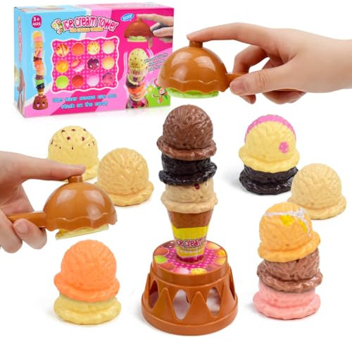 Ice Cream Toys, 20 Pieces Ice Cream Play Set with Two Scoops, Pretend Play Food Toys, Montessori Toys for 3 Year Old, Toddler Toys Gifts for Girls Boys