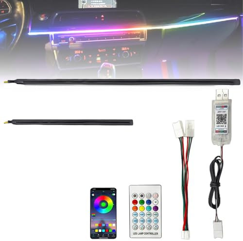 Auto LED Innenbeleuchtung, 110cm RGB USB Port Auto Ambientebeleuchtung LED Strip mit APP Steuerung und Fernbedienung Neon Dynamic Chasing Music Sync Geschenke Männer Frauen