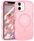Telaso for iPhone 12 Mini Case, Compatible with Magsafe Wave Frame Design Translucent Matte Back Silicone Bumper Protective Magnetic Phone Case iPhone 12 Mini for Women Girls, Pink