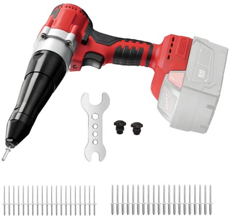 Akku Nietzange Kompatibel mit Milwaukee 18V Bürstenlose Automatischer Elektrische Popnietenzange LED Automatik Nietmutter Handwerkzeug für 3.2/4 mm Rivets(Ohne Akku)