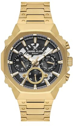Daniel Klein DK.1.14000 Herrenuhr,Alle Funktionen Aktiv,Skelette,Achteckige Uhr,Quarzuhr,Wasserdichte Herrenarmbanduhr,Automatische Armbanduhr,Geschenk für Männer