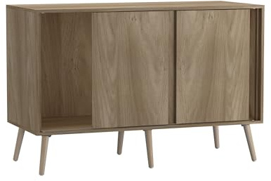 URBNLIVING 3-Door Sliding Sideboard Cabinet with Wooden Legs, Modern Cupboard, Credenza for Living Room, Dining Room or Office, Storage Organizer with Stylish Sliding Doors, Mix & Match Colour Combos