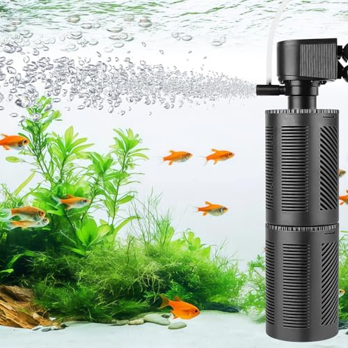 hygger Filtro Interno per Acquario, 1000L/H 15W Regolabile Fish Tank Filter, Power Quiet Aquarium Filter per 110-265L Freshwater And Saltwater Aquariums