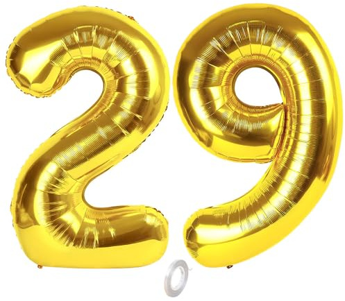 Balorise 40 Pouces Aluminium Ballon Géant Or Chiffre 29/92, Gonflable Hélium, Grand Numéro 0-9, 10-100 (101cm), Décoration de Doré Foil Ballons pour Fête d'anniversaire et Mariage