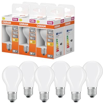 Osram LED-Lampe Star Kolbenform A60 Filament, 2700 K warmweiß, 5,9 W, E27, matt, 806 lm, 15.000h, für Decken- und Stehleuchten, blendfrei