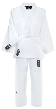 HOOK fighting Judo Gi Erwachsene Kimono mit Gürtel für Erwachsene in Weiß Größe 160-200 cm Universalschnitt Bequem in atmungsaktiver Baumwolle Langlebig Farbe Dickes Material Judoanzug (170 cm)