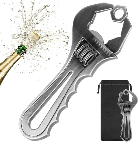 LKKCHER Spanner Bottle Opener, Quirky Mechanics Gift for Men, Dad, Grandad, Fathers Day Birthday Christmas Gifts for Mechanics & DIY Fans, Silver Bar Tool with Gift Bag
