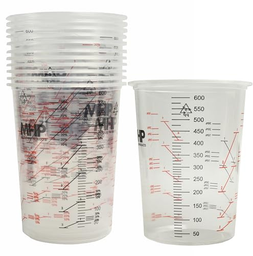 Calibrated Mixing Cup 600cc Clear Plastic Measuring Paint Resin Liquid Mix Transparent Measure Ratio Epoxy Stirring Containers (100)
